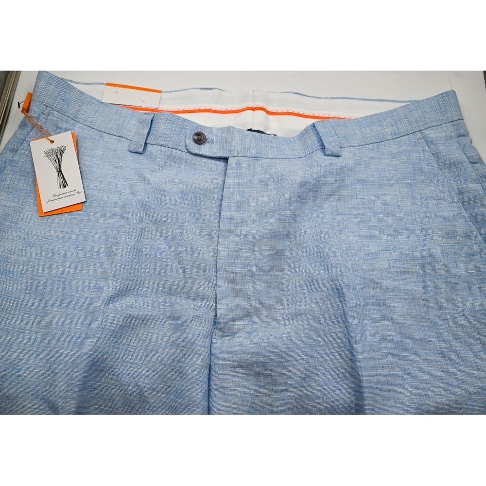 Inserch Limited Edition Mens Light Blue European Flax Linen Pants Trousers 42